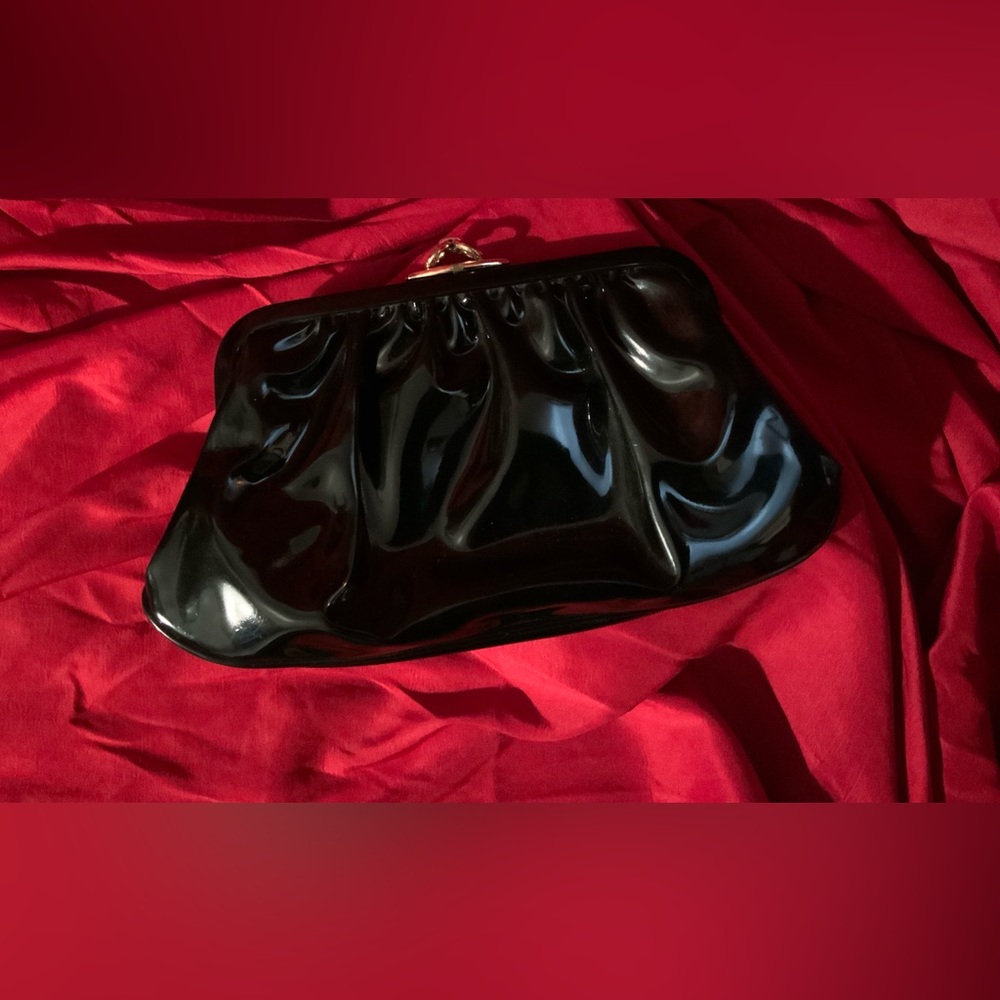 Women's Vintage Black Patent Leather Purse / Clutch
